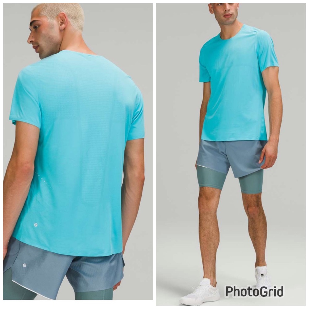 lululemon athletica Aqua Blue Short Sleeve Tee